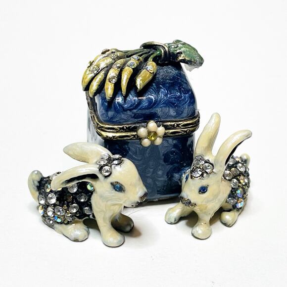 Jay Strongwater Bunny Rabbit Swarovski Enamel Trinket Box - Picture 1 of 4